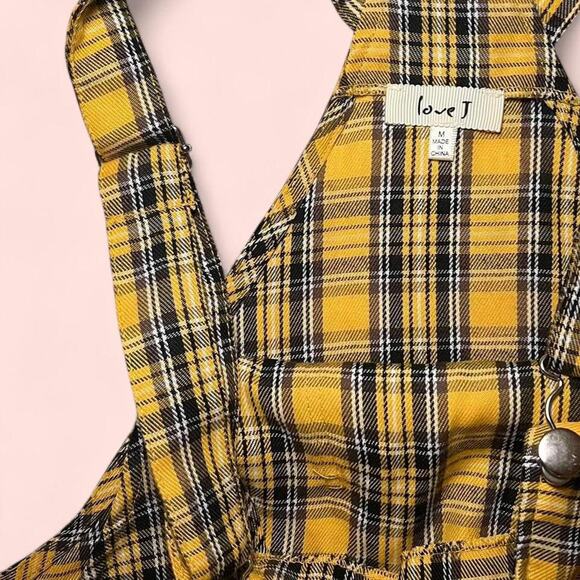 Yellow and black plaid overalls - Picture 3 of 4